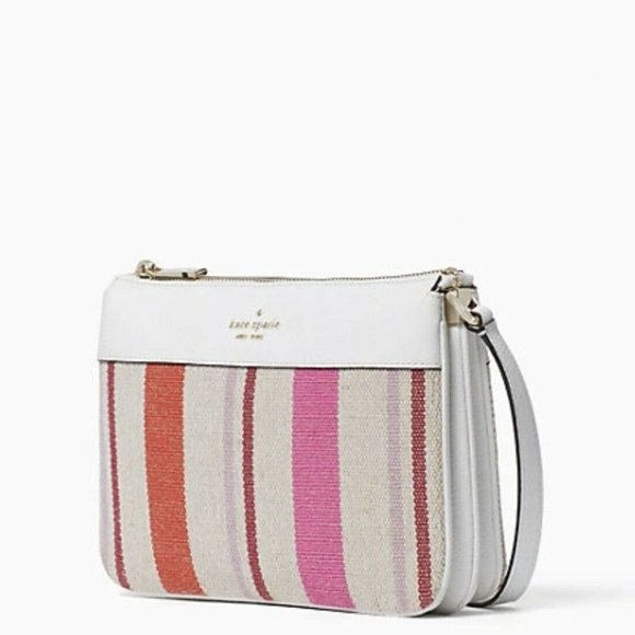 NWT Kate Spade2 - Leila Striped Canvas Triple Gusset Crossbody6.8 - Picture 5 of 6